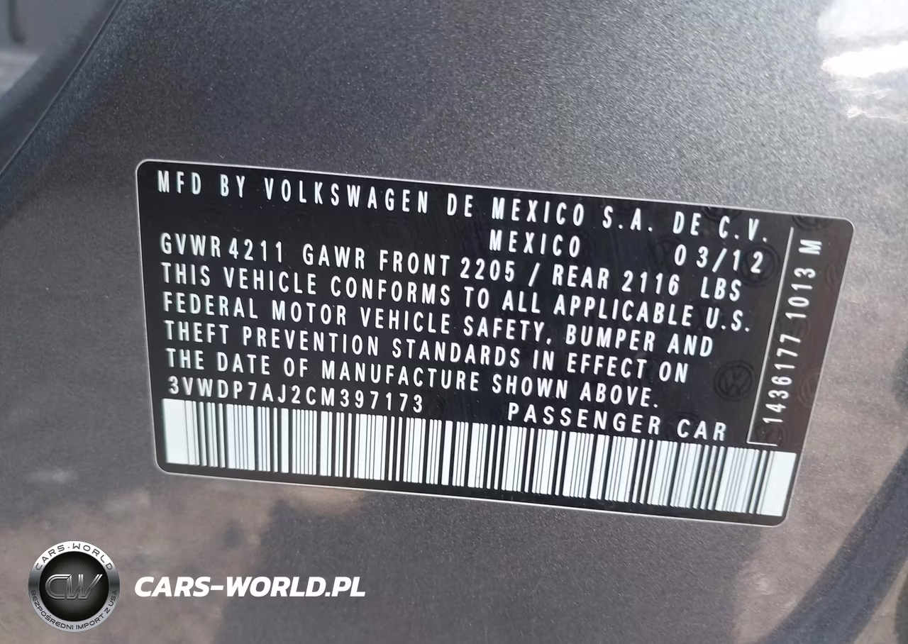 2012 Volkswagen Jetta 2.5L Se VIN:3VWDP7AJ2CM397173 - 9