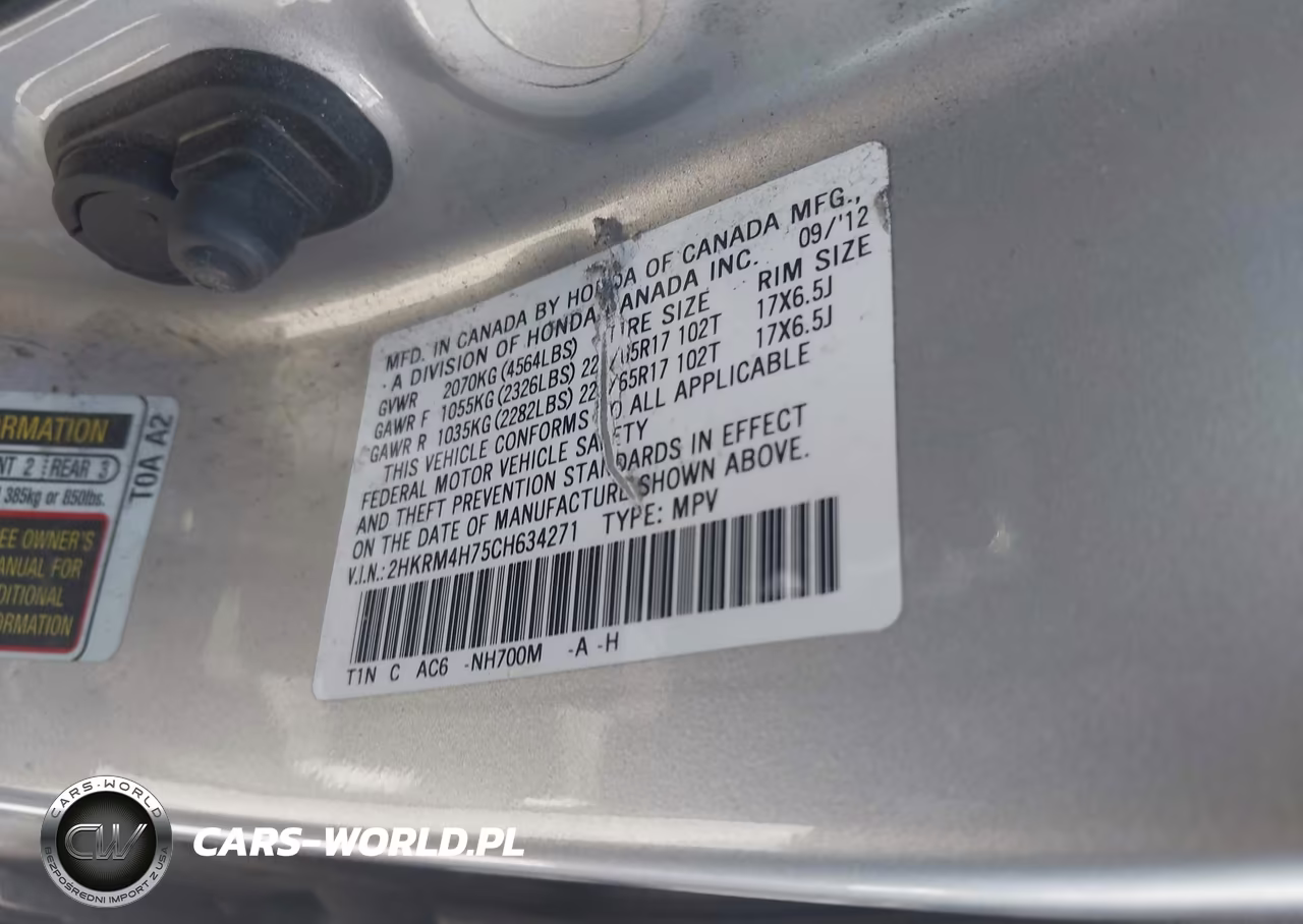 2012 Honda Cr-V Ex-L VIN:2HKRM4H75CH634271 - 9