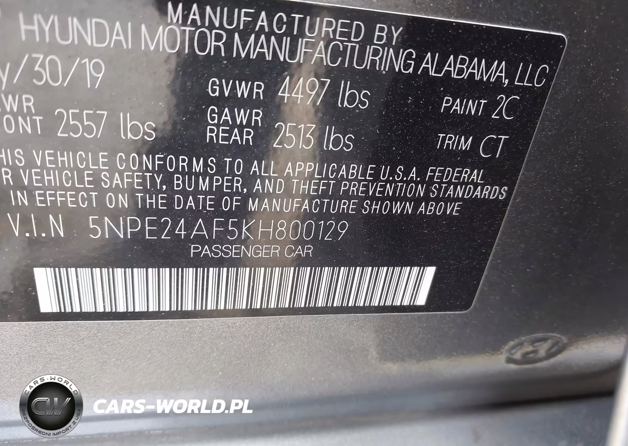 2019 Hyundai Sonata Se VIN:5NPE24AF5KH800129 - 9
