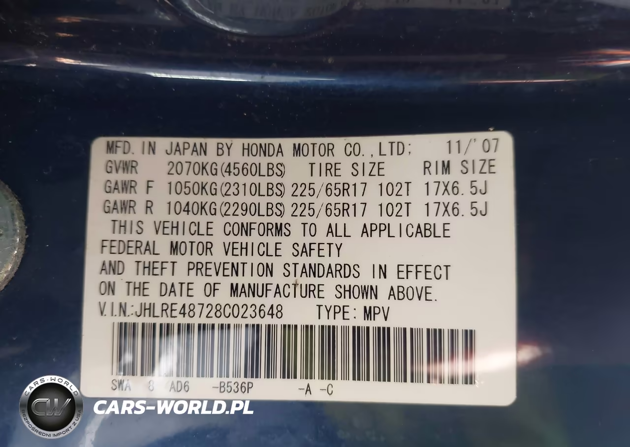 2008 Honda Cr-V Ex-L VIN:JHLRE48728C023648 - 9