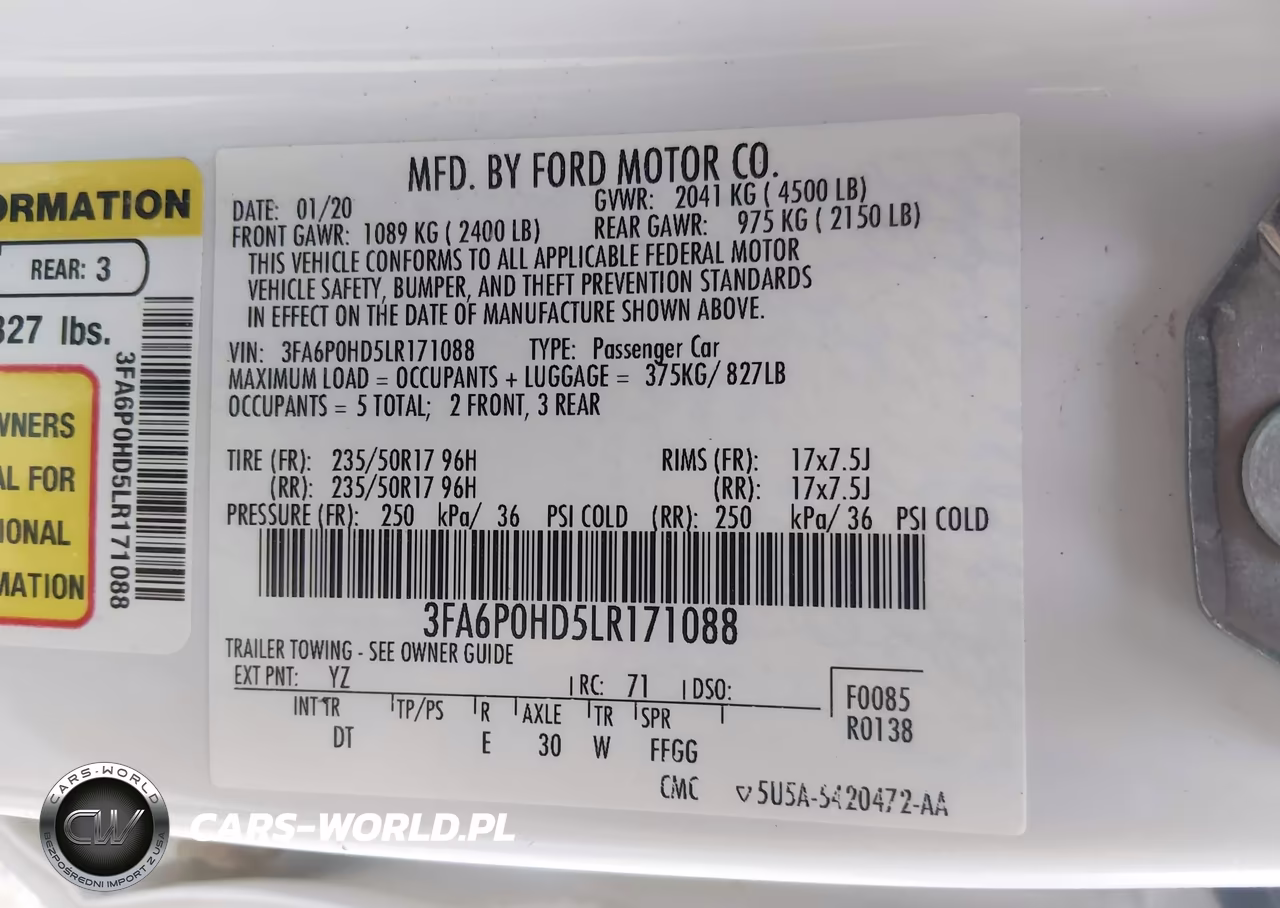 2020 Ford Fusion Se VIN:3FA6P0HD5LR171088 - 9