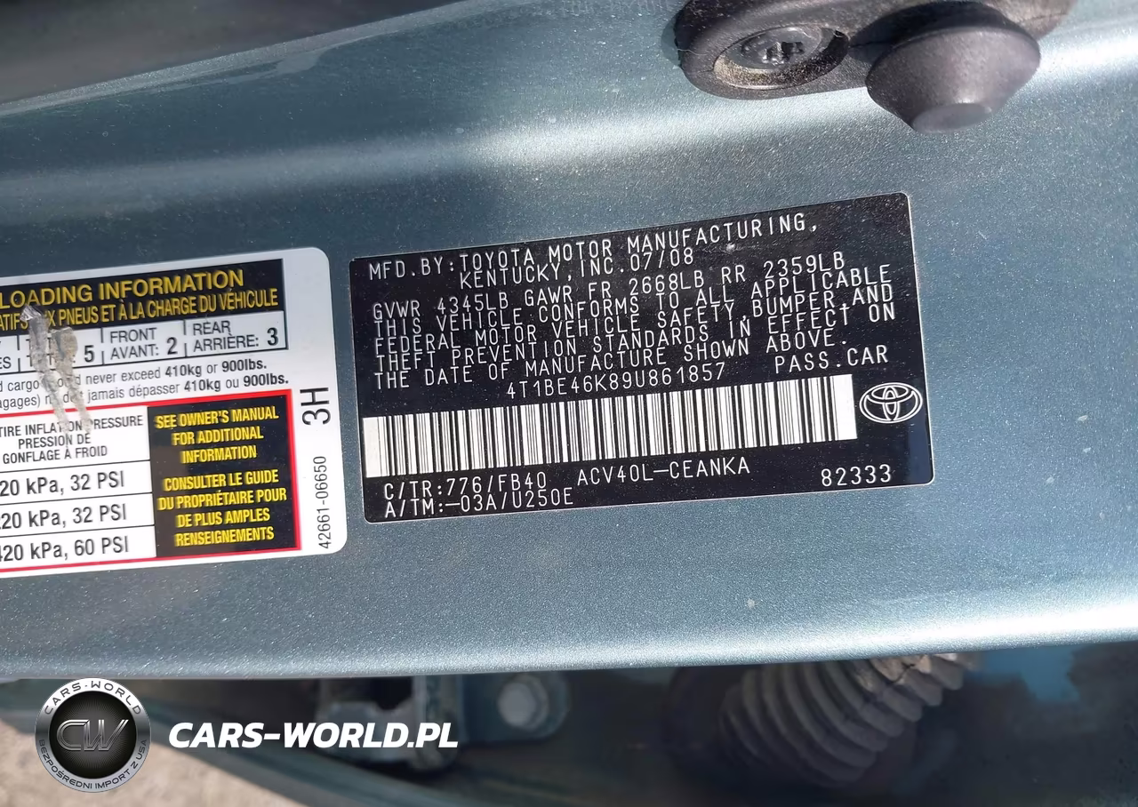 2009 Toyota Camry Le VIN:4T1BE46K89U861857 - 9
