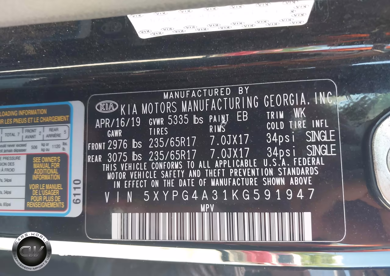 2019 Kia Sorento 2.4L L VIN:5XYPG4A31KG591947 - 9