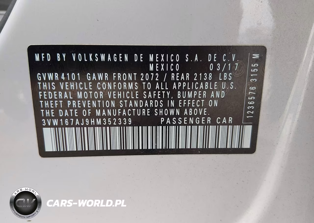 2017 Volkswagen Jetta 1.4T S VIN:3VW167AJ9HM352339 - 9