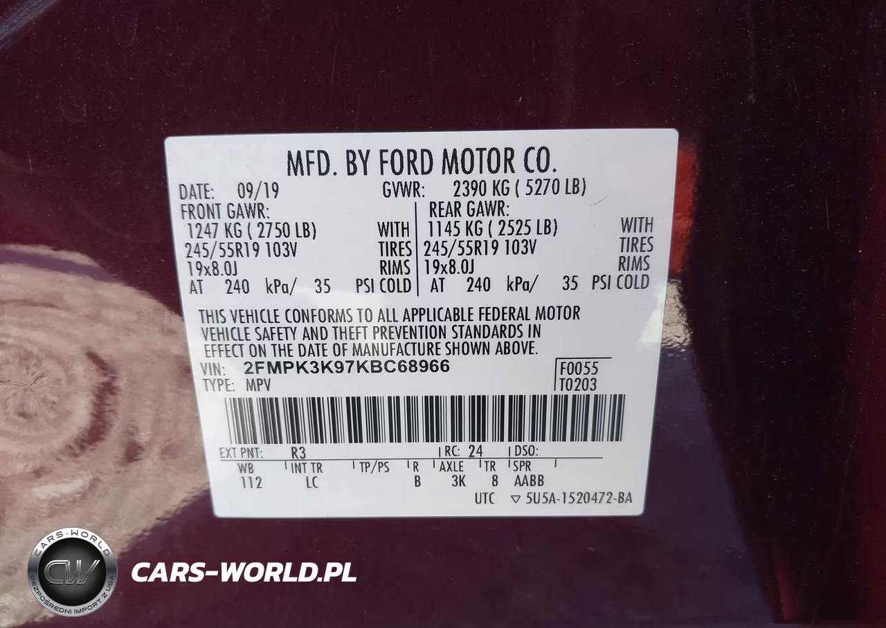 2019 Ford Edge Titanium VIN:2FMPK3K97KBC68966 - 9