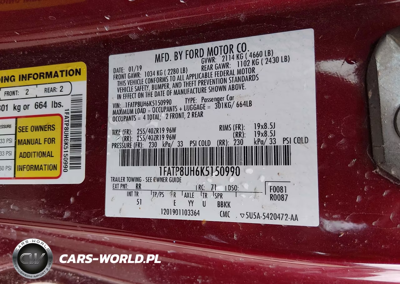 2019 Ford Mustang Ecoboost Premium VIN:1FATP8UH6K5150990 - 9