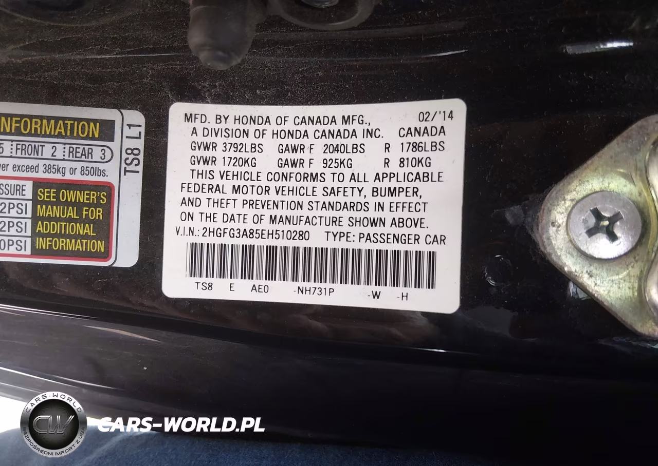 2014 Honda Civic Ex VIN:2HGFG3A85EH510280 - 9