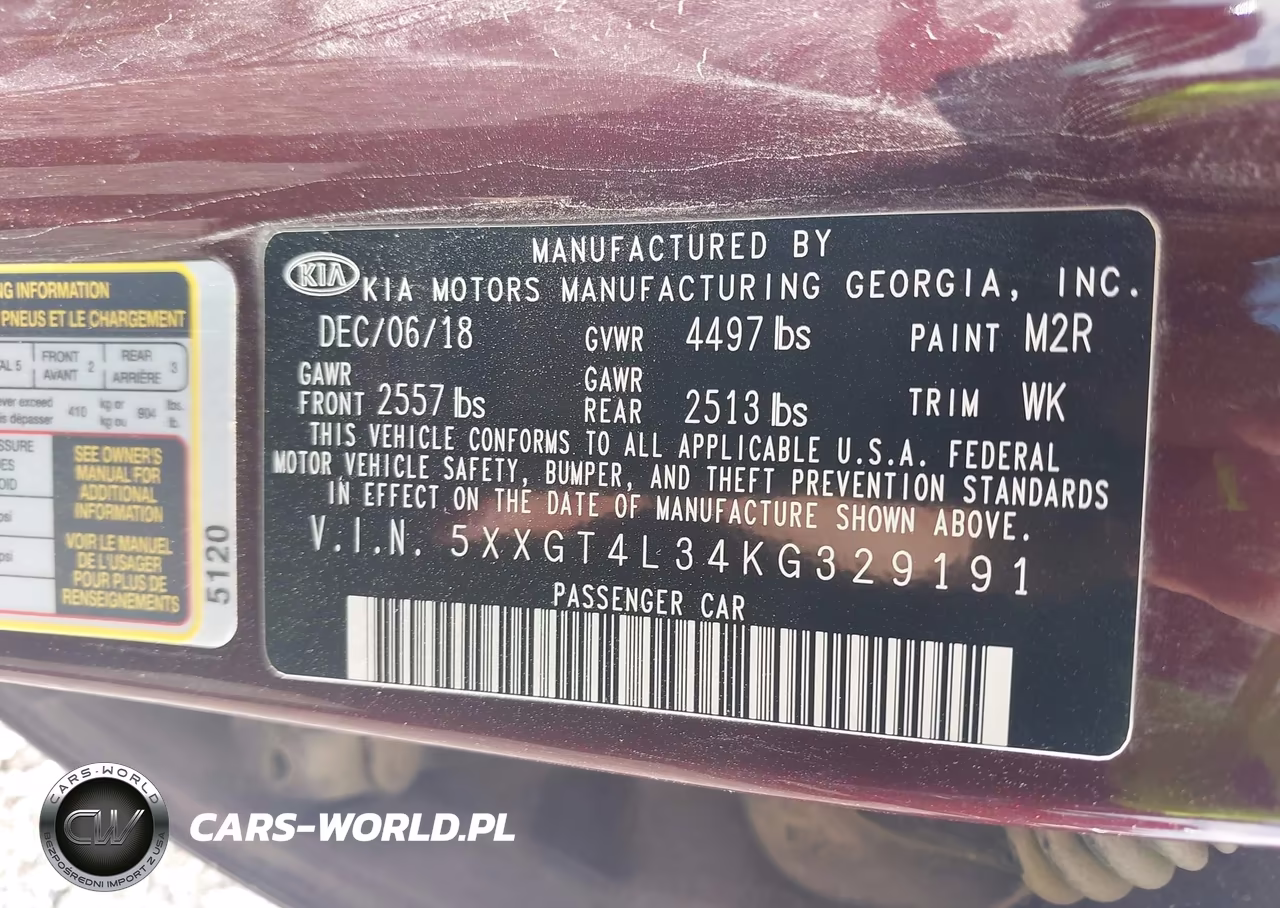2019 Kia Optima Lx VIN:5XXGT4L34KG329191 - 9