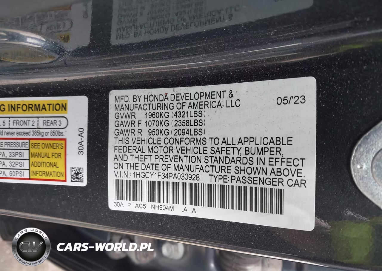 2023 Honda Accord Ex VIN:1HGCY1F34PA030928 - 9