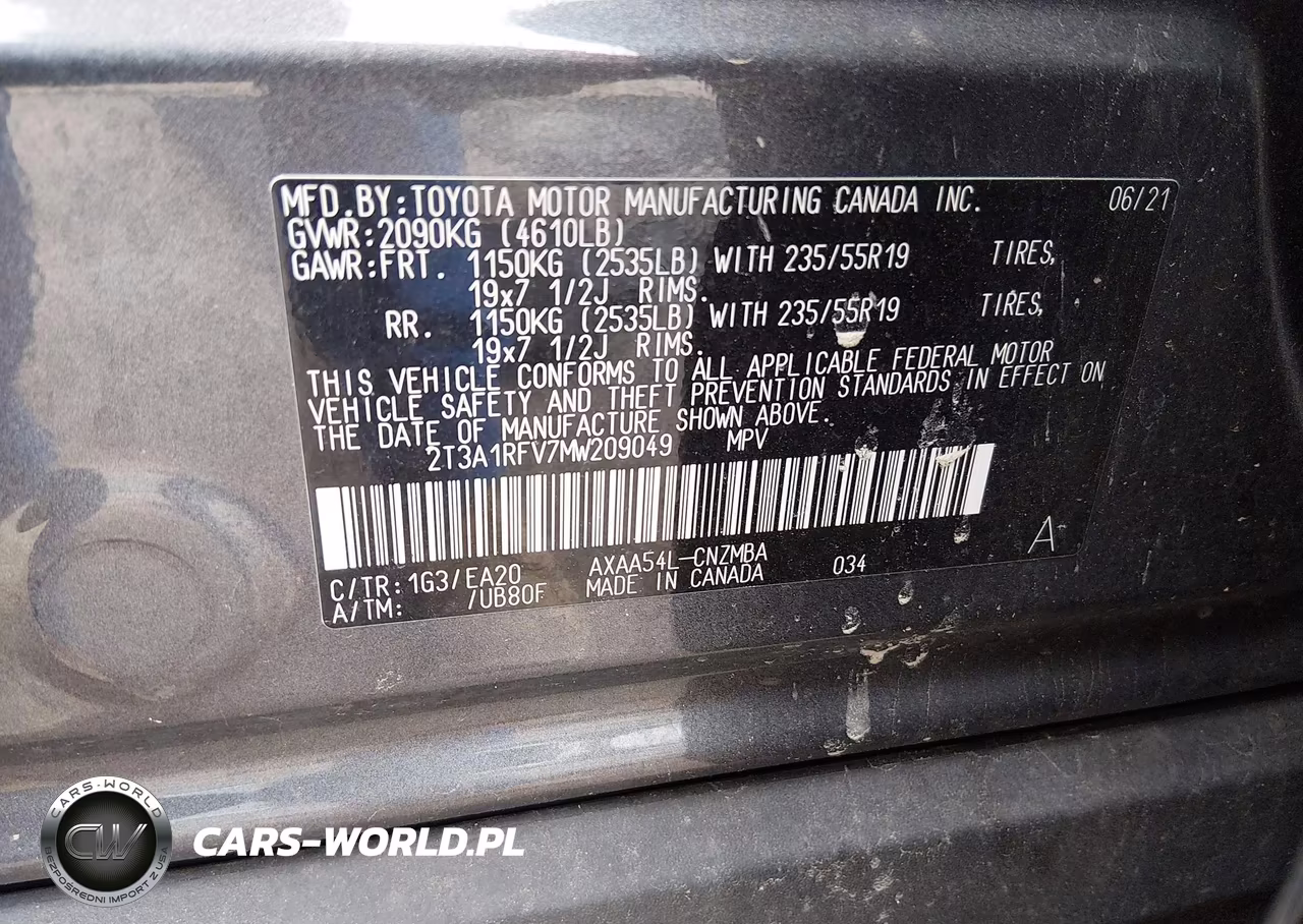 2021 Toyota Rav4 Xle Premium VIN:2T3A1RFV7MW209049 - 9