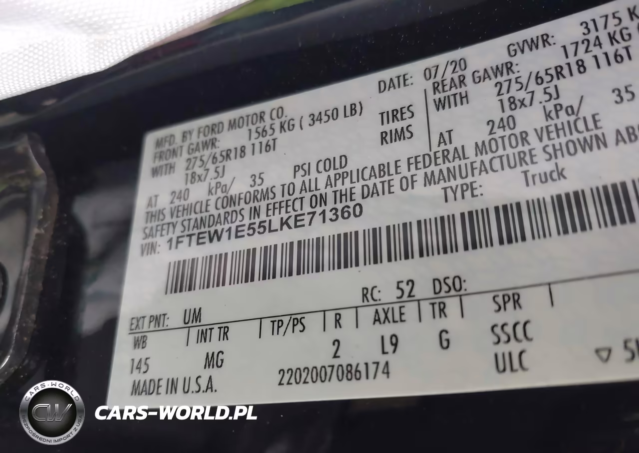 2020 Ford F-150 Xlt VIN:1FTEW1E55LKE71360 - 9