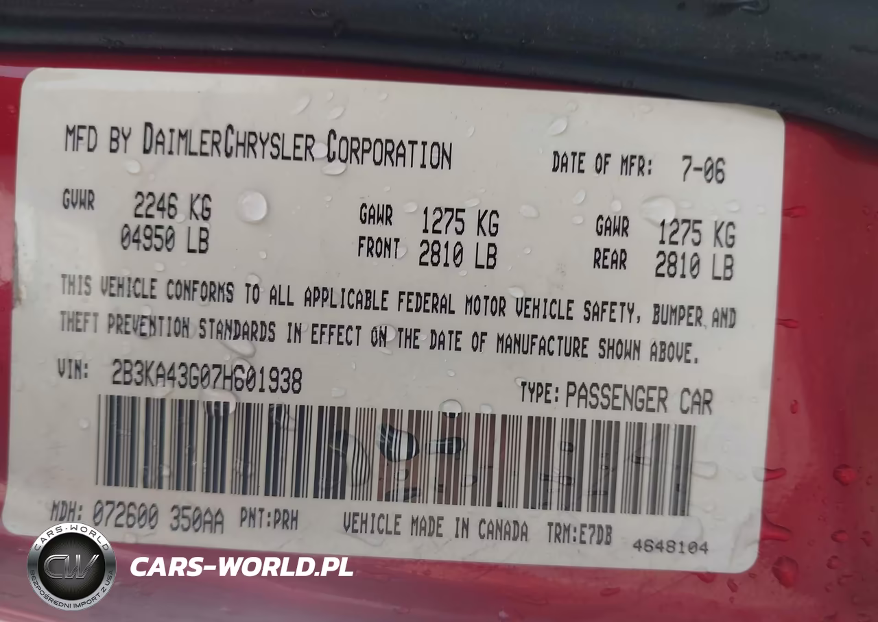 2007 Dodge Charger VIN:2B3KA43G07H601938 - 9