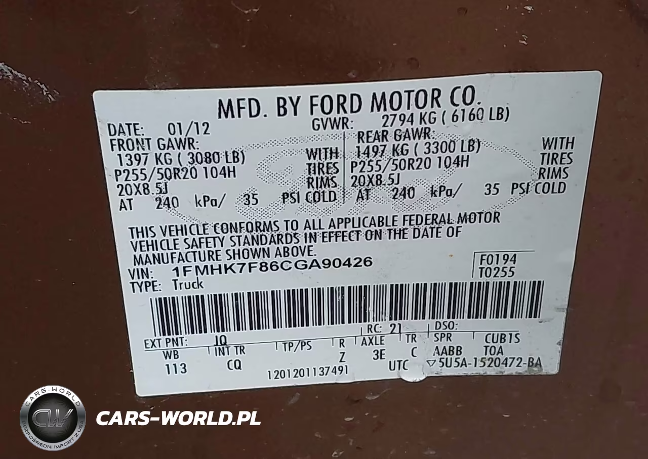 2012 Ford Explorer Limited VIN:1FMHK7F86CGA90426 - 9