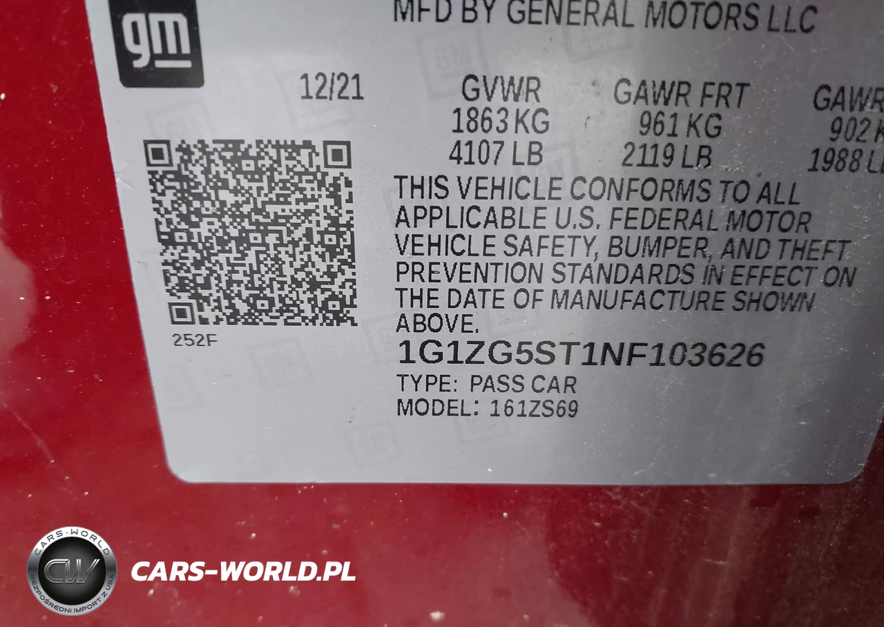 2022 Chevrolet Malibu Fwd Rs VIN:1G1ZG5ST1NF103626 - 9