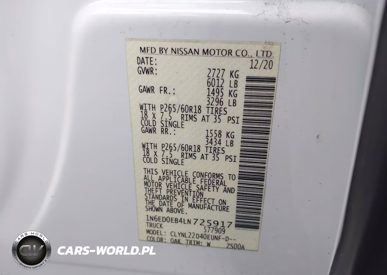 2020 Nissan Frontier Sv 4X4 VIN:1N6ED0EB4LN725917 - 9