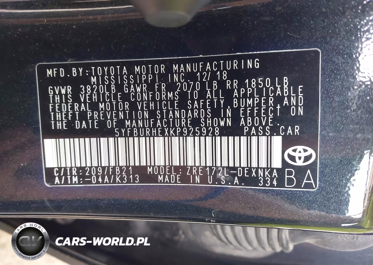 2019 Toyota Corolla Le VIN:5YFBURHEXKP925928 - 9