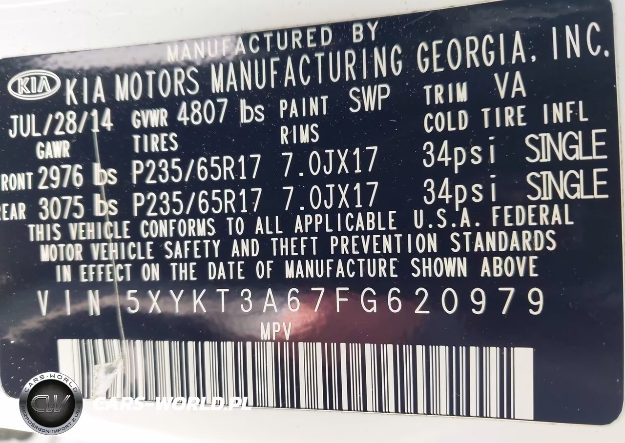 2015 Kia Sorento Lx VIN:5XYKT3A67FG620979 - 9