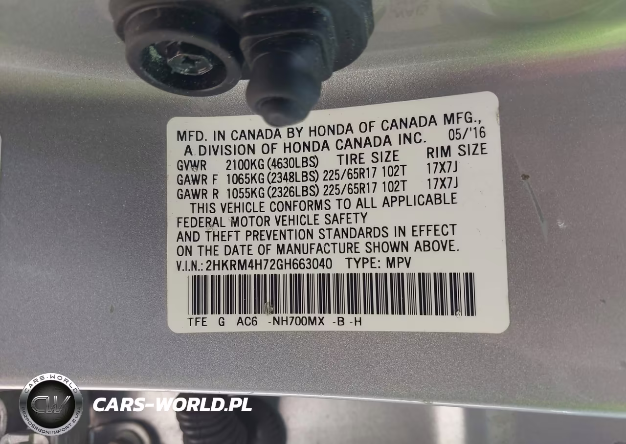 2016 Honda Cr-V Ex-L VIN:2HKRM4H72GH663040 - 9