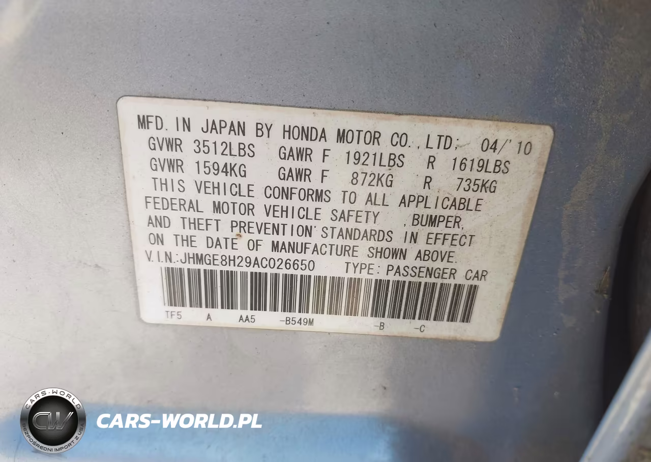 2010 Honda Fit VIN:JHMGE8H29AC026650 - 9
