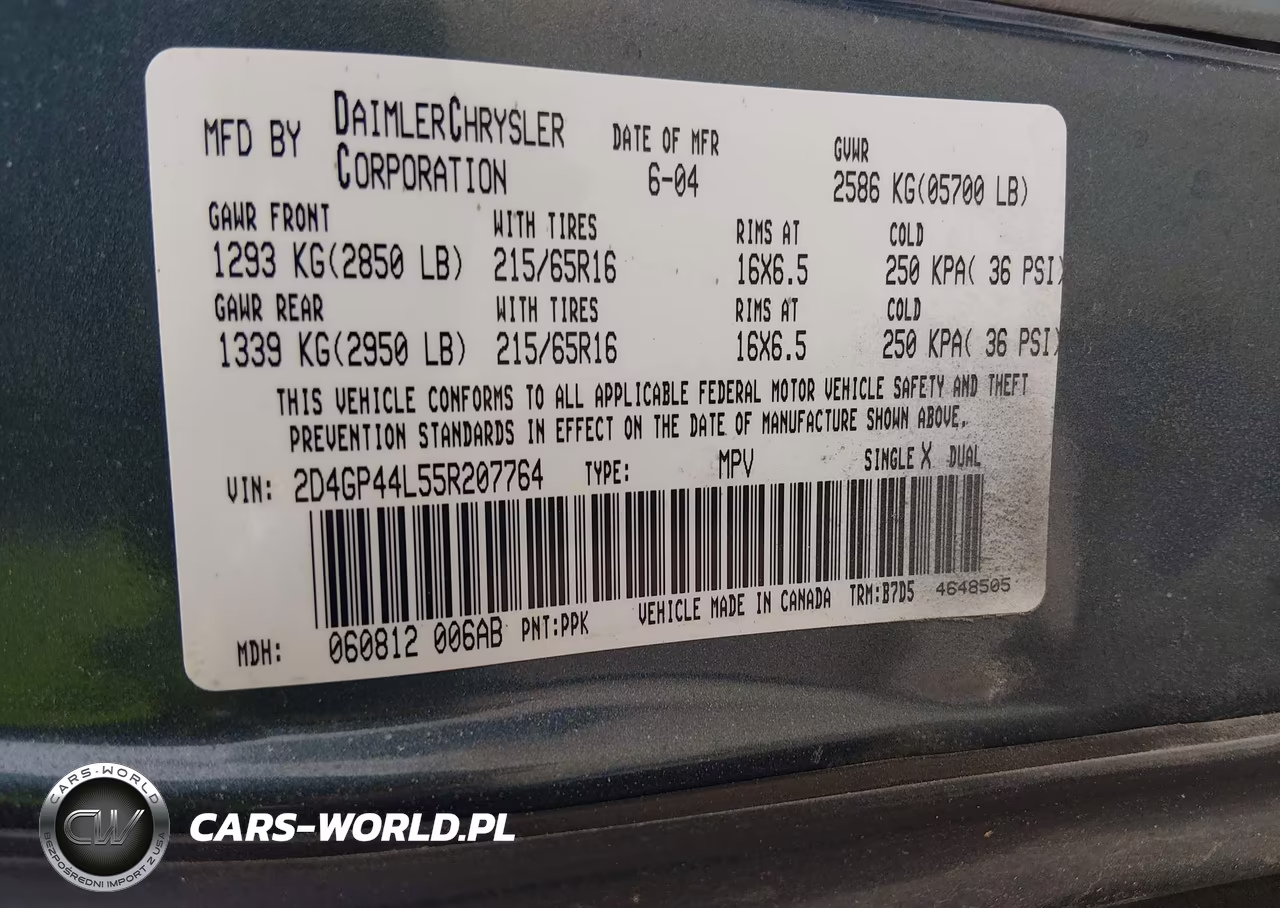 2005 Dodge Grand Caravan Sxt VIN:2D4GP44L55R207764 - 9
