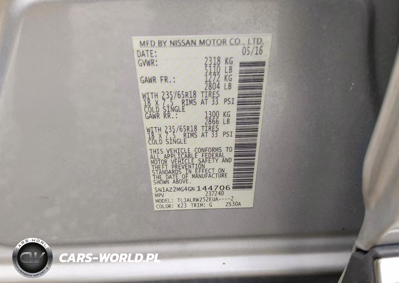 2016 Nissan Murano Sl VIN:5N1AZ2MG4GN144706 - 9
