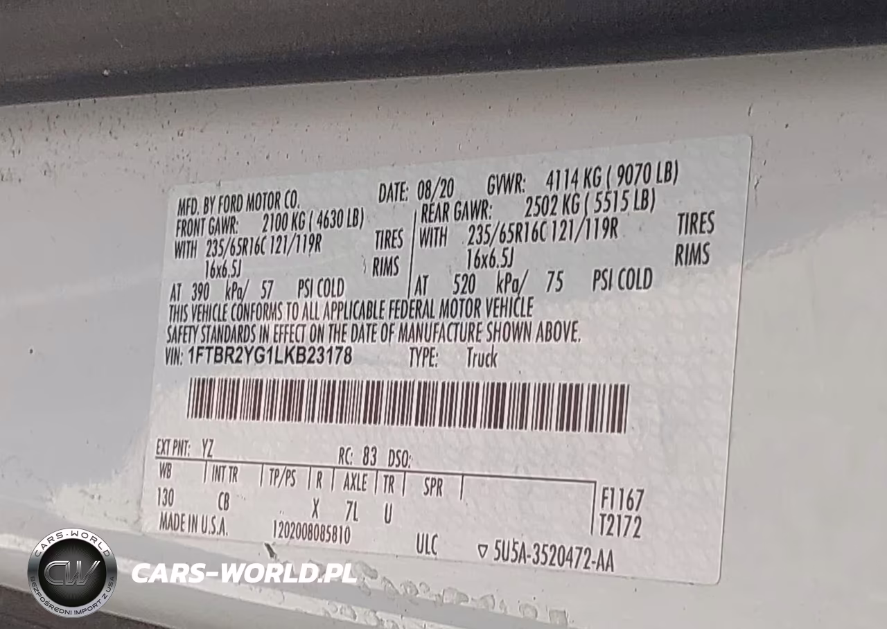2020 Ford Transit-250 VIN:1FTBR2YG1LKB23178 - 9