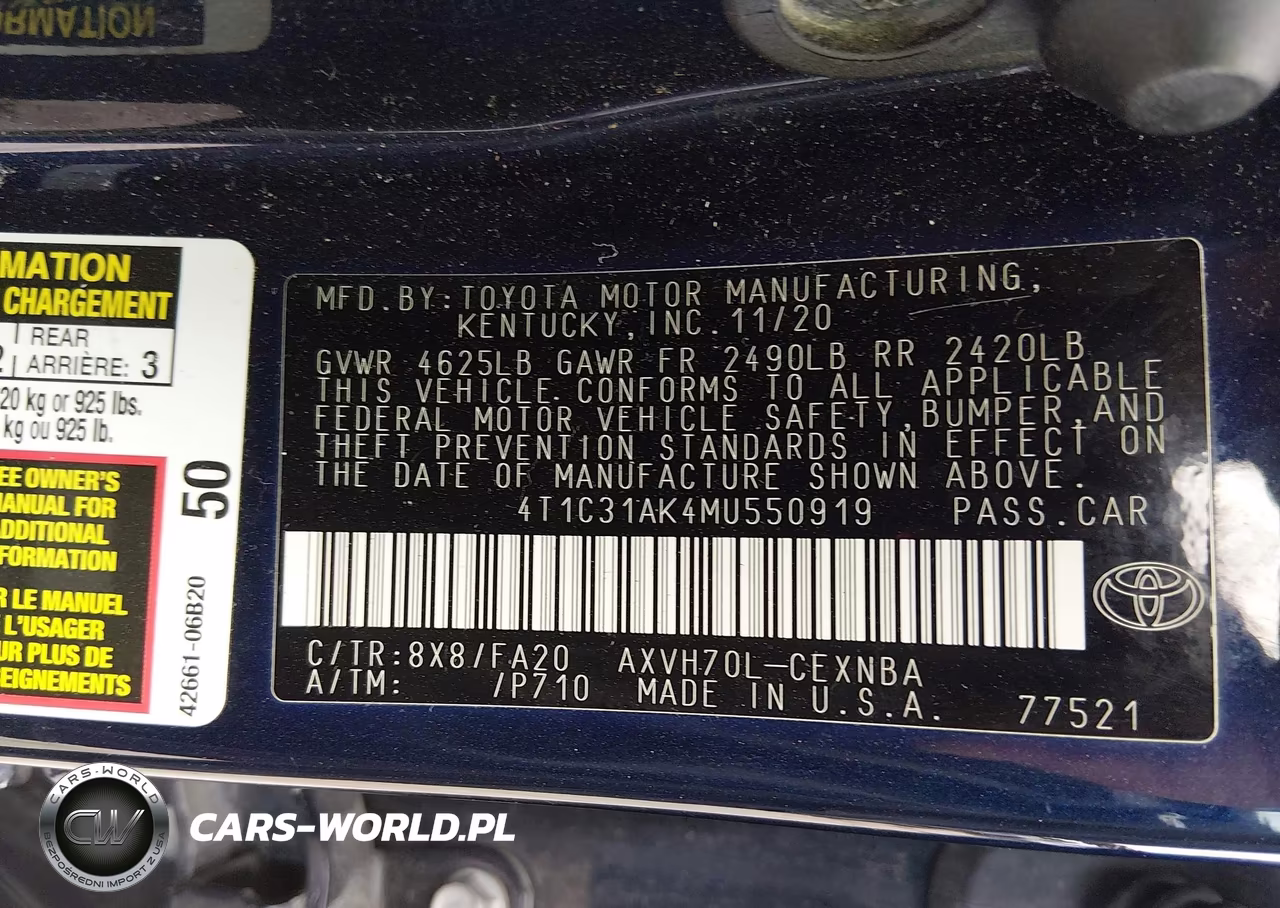 2021 Toyota Camry Le Hybrid VIN:4T1C31AK4MU550919 - 9