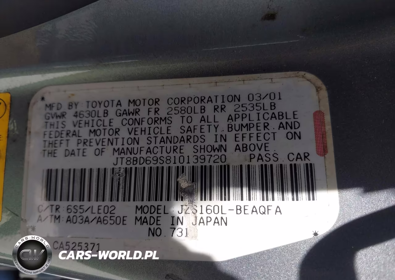 2001 Lexus Gs 300 VIN:JT8BD69S810139720 - 9