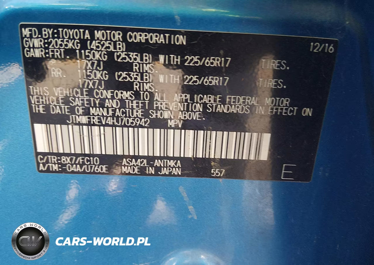 2017 Toyota Rav4 Xle VIN:JTMWFREV4HJ705942 - 9