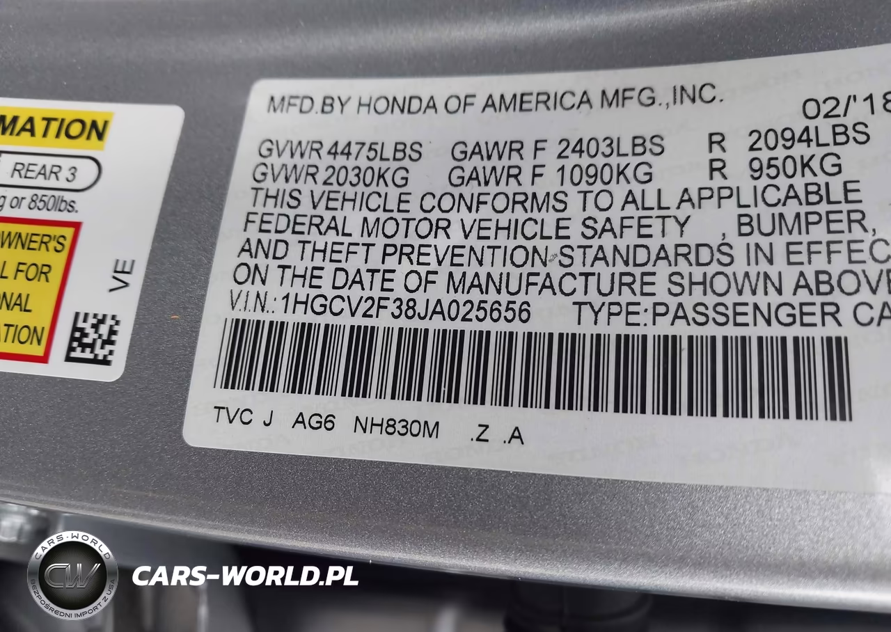 2018 Honda Accord Sport 2.0T VIN:1HGCV2F38JA025656 - 9
