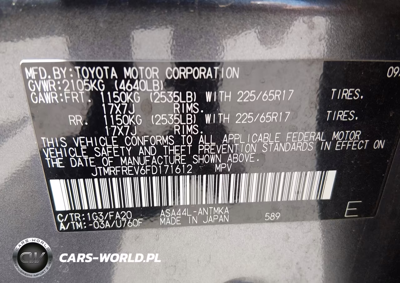 2015 Toyota Rav4 Xle VIN:JTMRFREV6FD171612 - 9