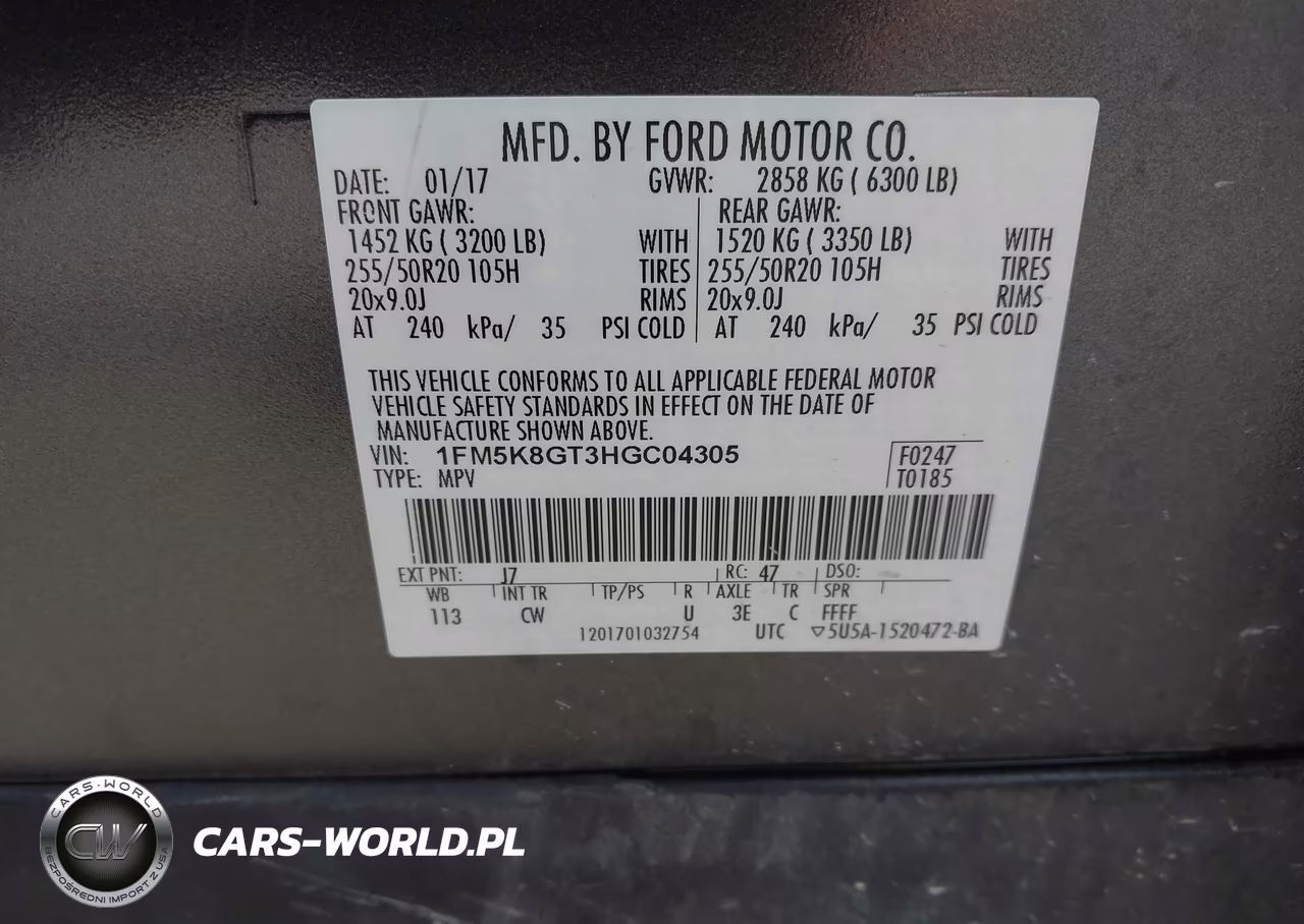 2017 Ford Explorer Sport VIN:1FM5K8GT3HGC04305 - 9