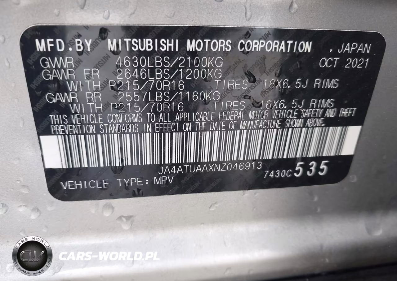 2022 Mitsubishi Eclipse Cross Es S-Awc VIN:JA4ATUAAXNZ046913 - 9