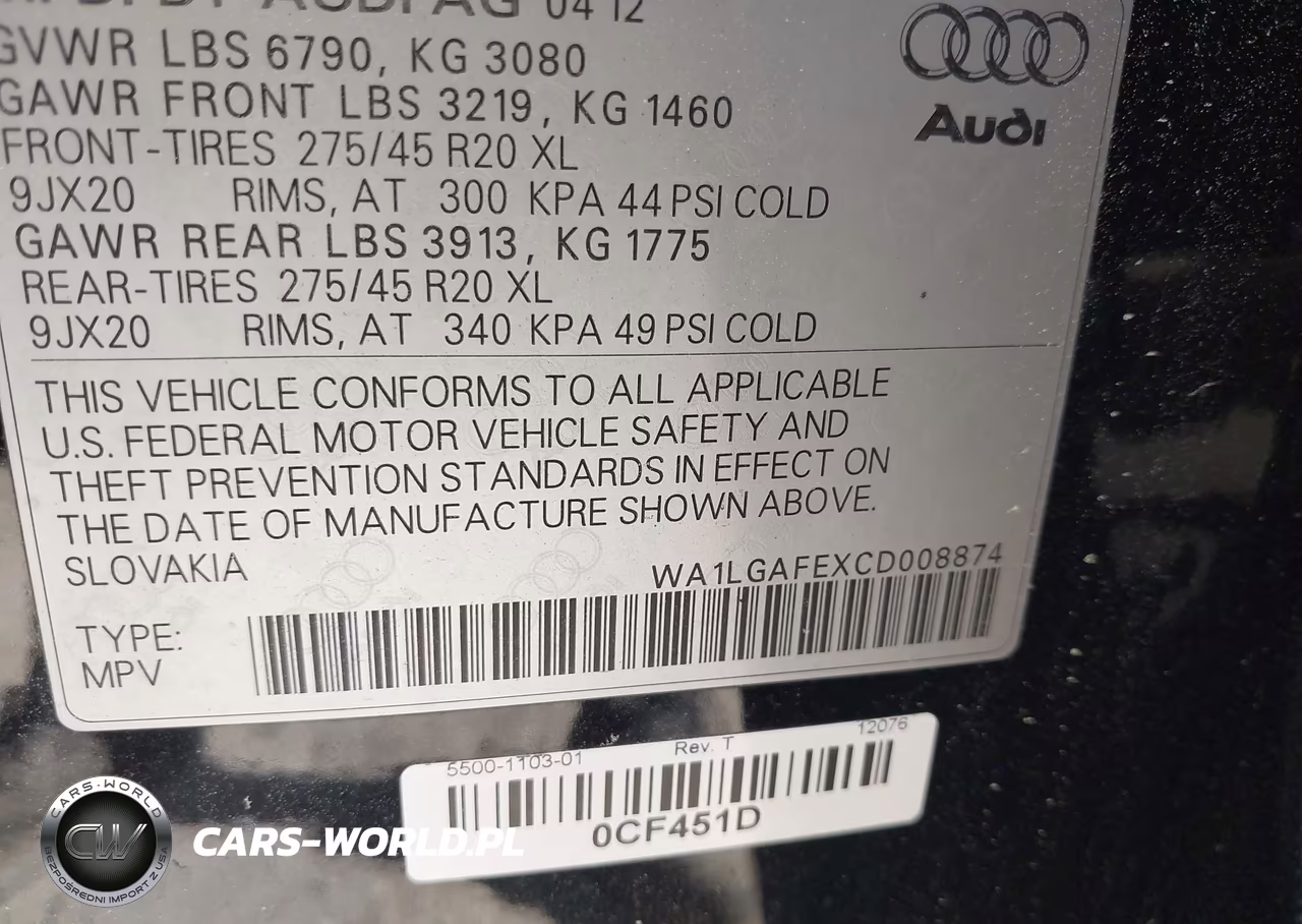 2012 Audi Q7 3.0T Premium VIN:WA1LGAFEXCD008874 - 9
