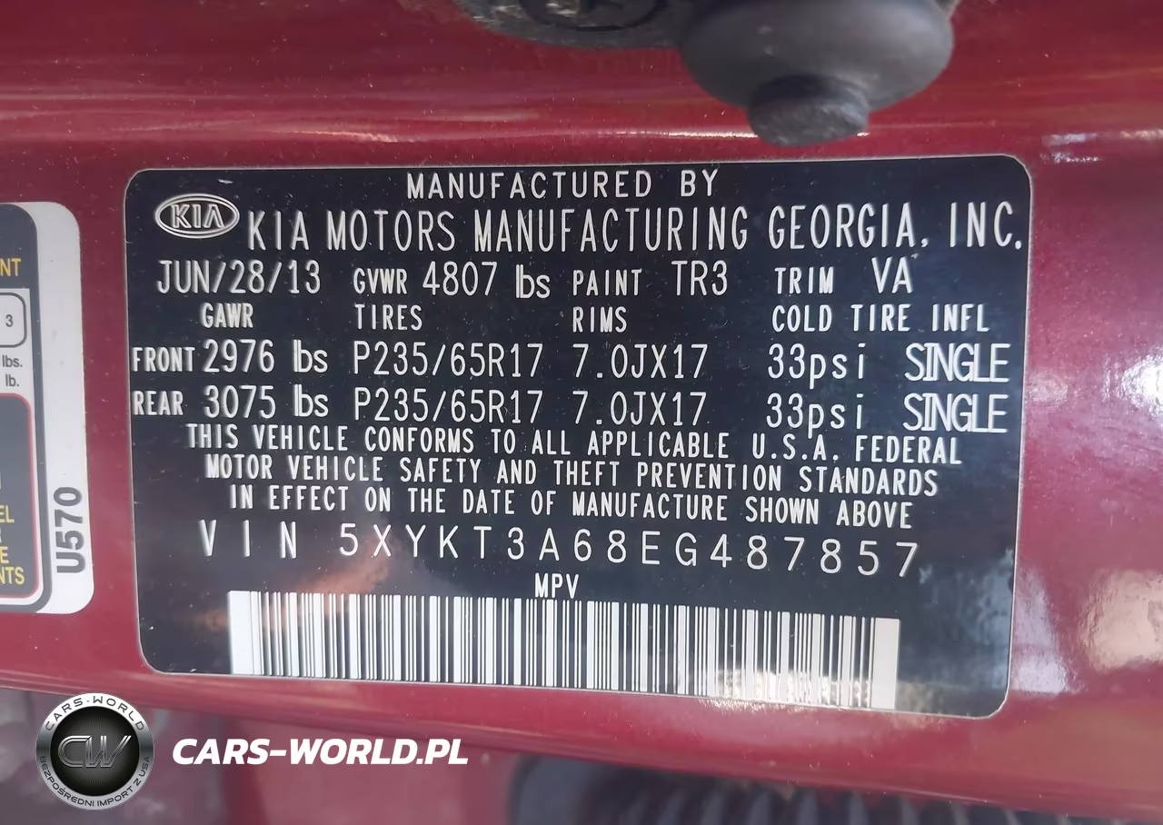 2014 Kia Sorento Lx VIN:5XYKT3A68EG487857 - 9