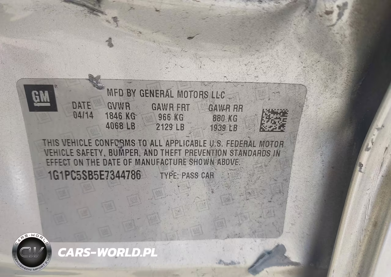 2014 Chevrolet Cruze 1Lt Auto VIN:1G1PC5SB5E7344786 - 9