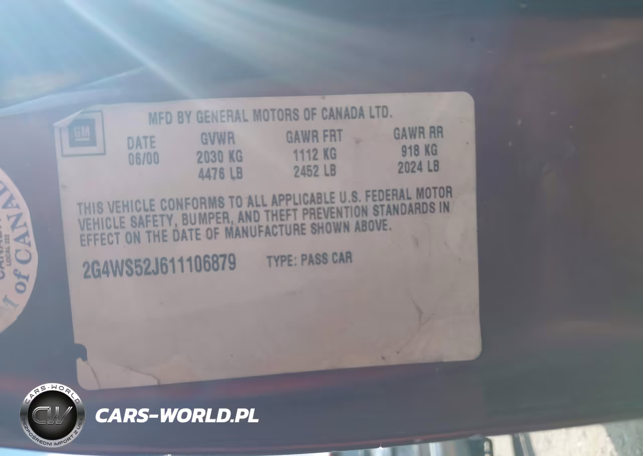 2001 Buick Century Custom VIN:2G4WS52J611106879 - 9