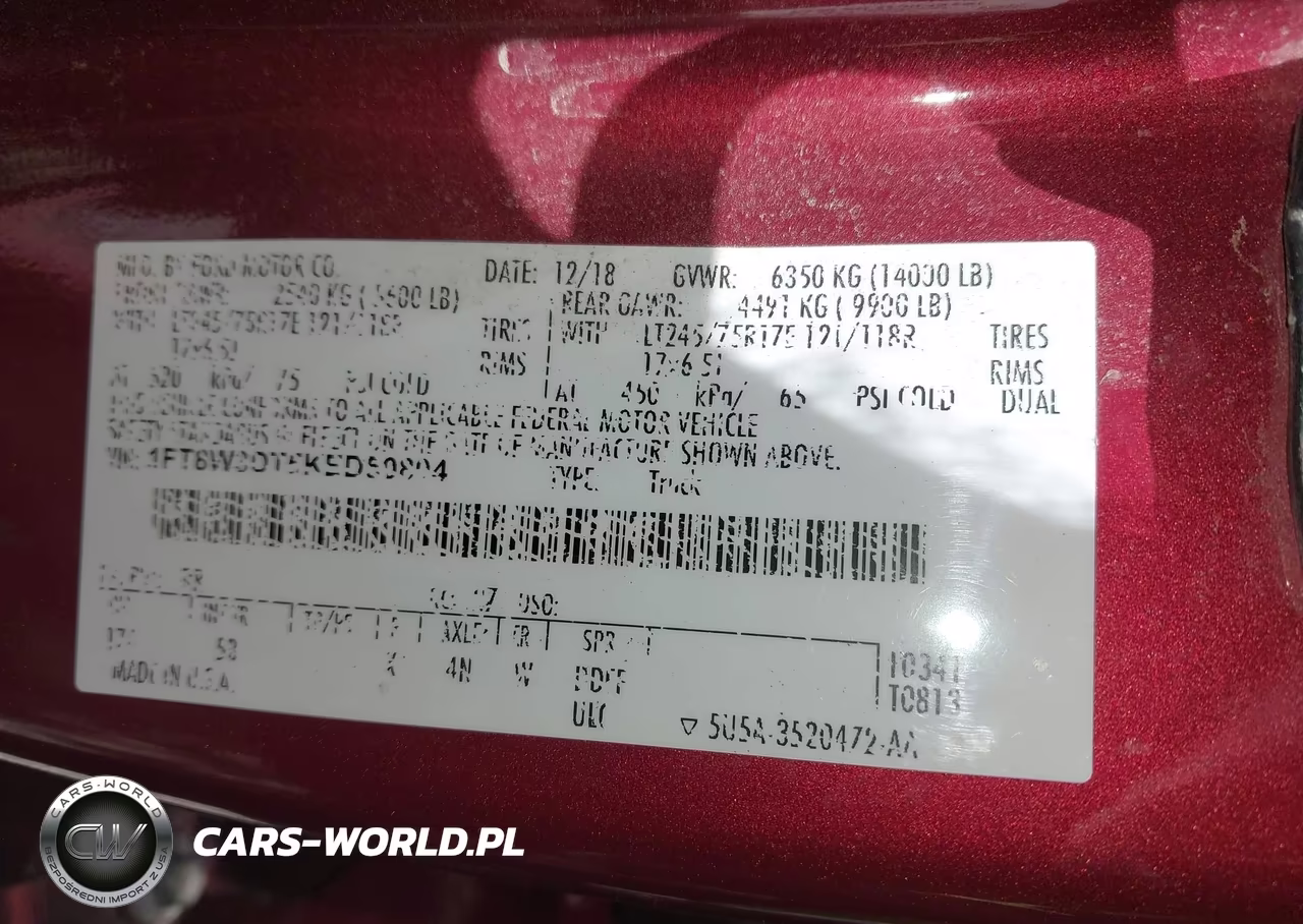 2019 Ford F-350 Lariat VIN:1FT8W3DT5KED50804 - 9