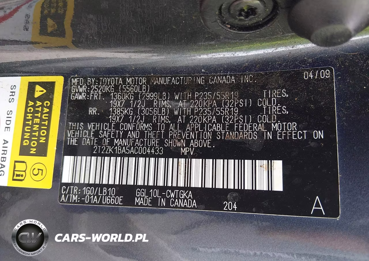 2010 Lexus Rx 350 VIN:2T2ZK1BA5AC004433 - 9