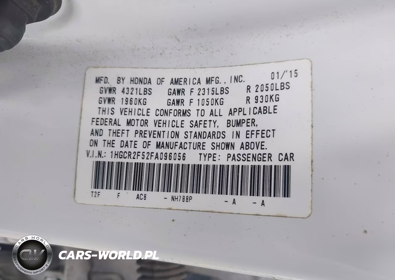 2015 Honda Accord Sport VIN:1HGCR2F52FA096056 - 9