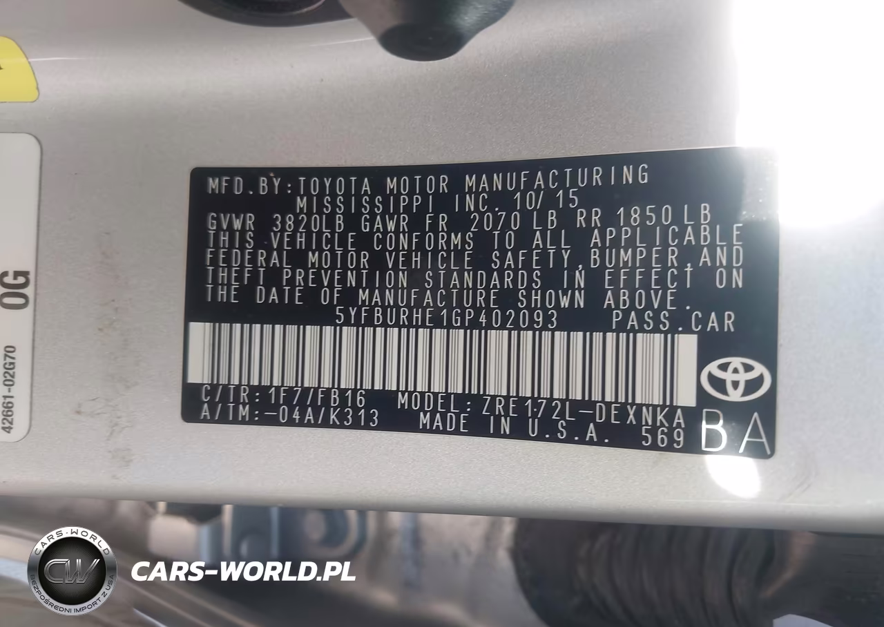 2016 Toyota Corolla Le VIN:5YFBURHE1GP402093 - 9