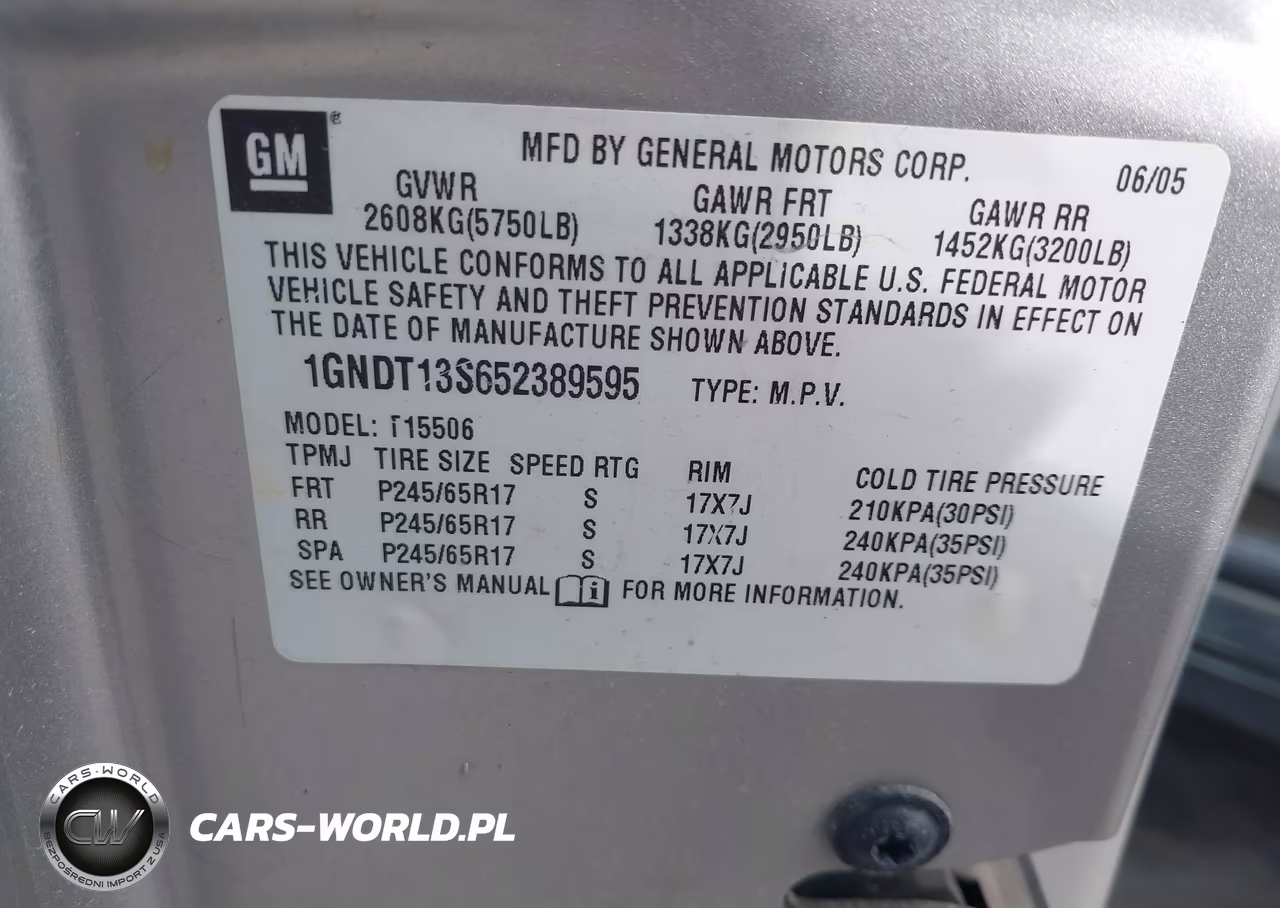 2005 Chevrolet Trailblazer Lt VIN:1GNDT13S652389595 - 9