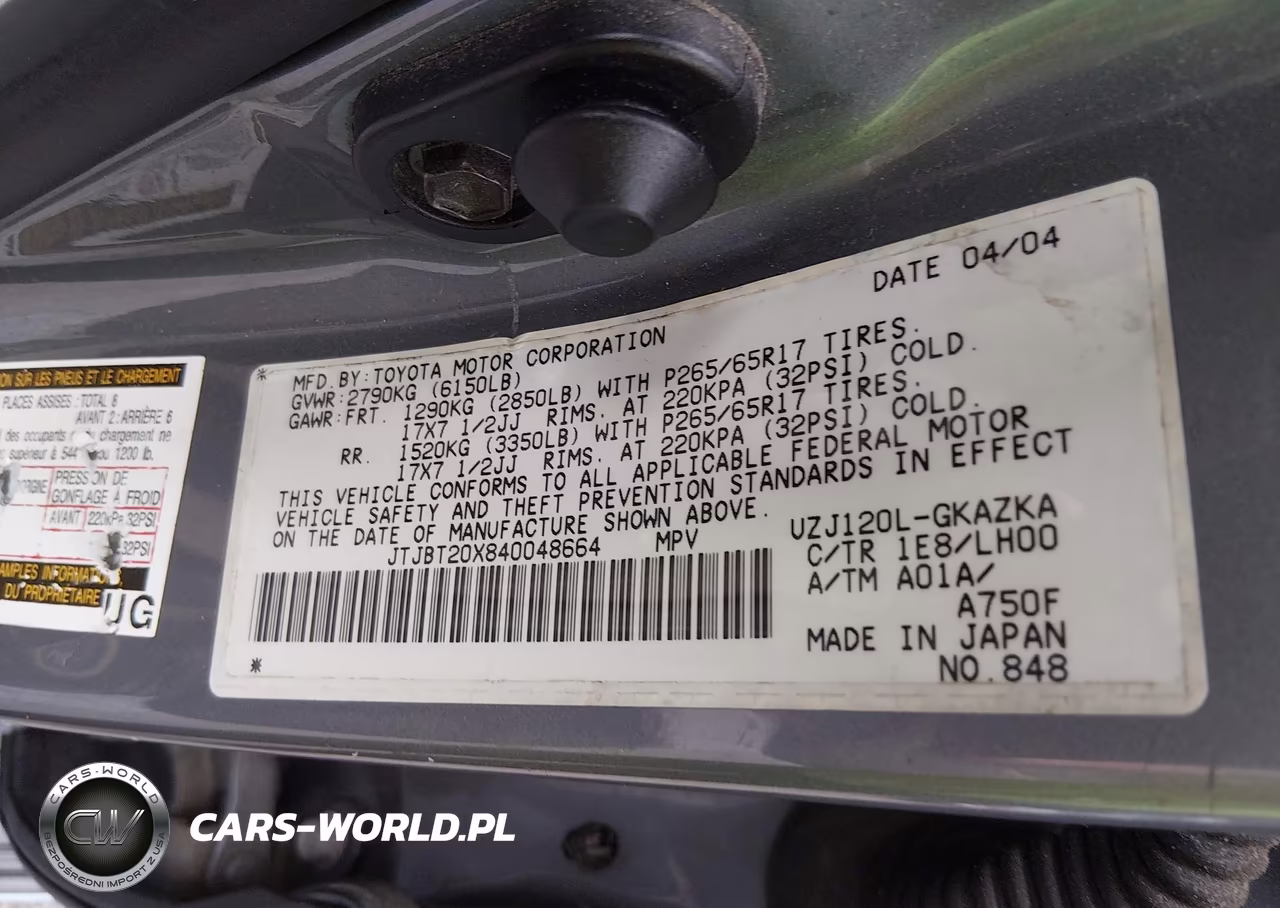 2004 Lexus Gx 470 VIN:JTJBT20X840048664 - 9