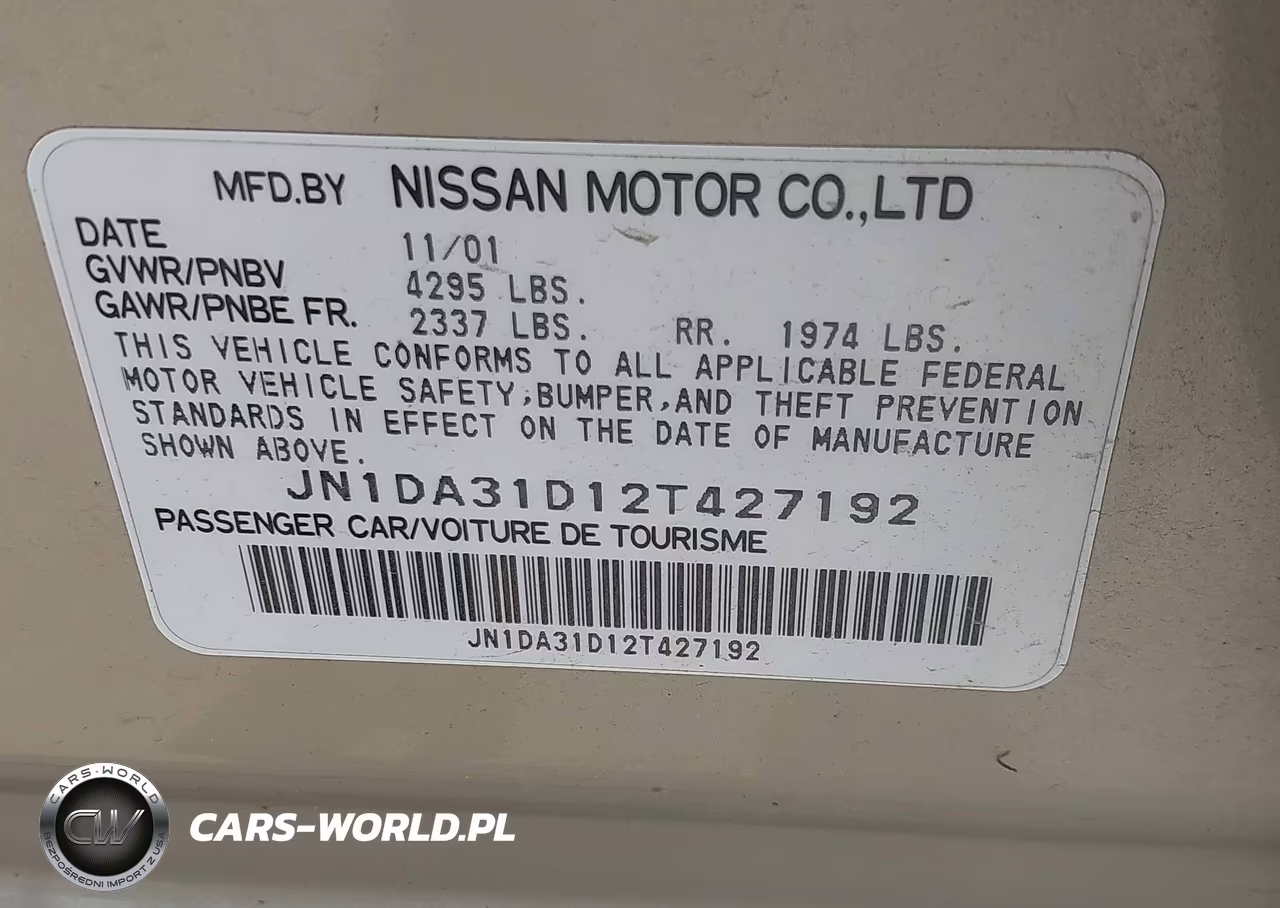 2002 Nissan Maxima Se VIN:JN1DA31D12T427192 - 9