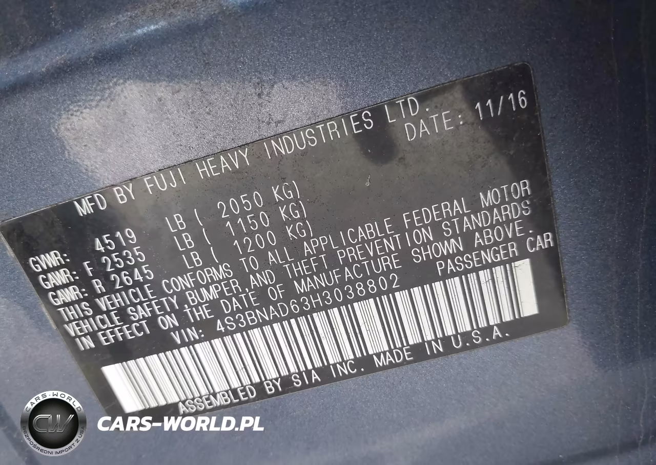2017 Subaru Legacy 2.5I Premium VIN:4S3BNAD63H3038802 - 9