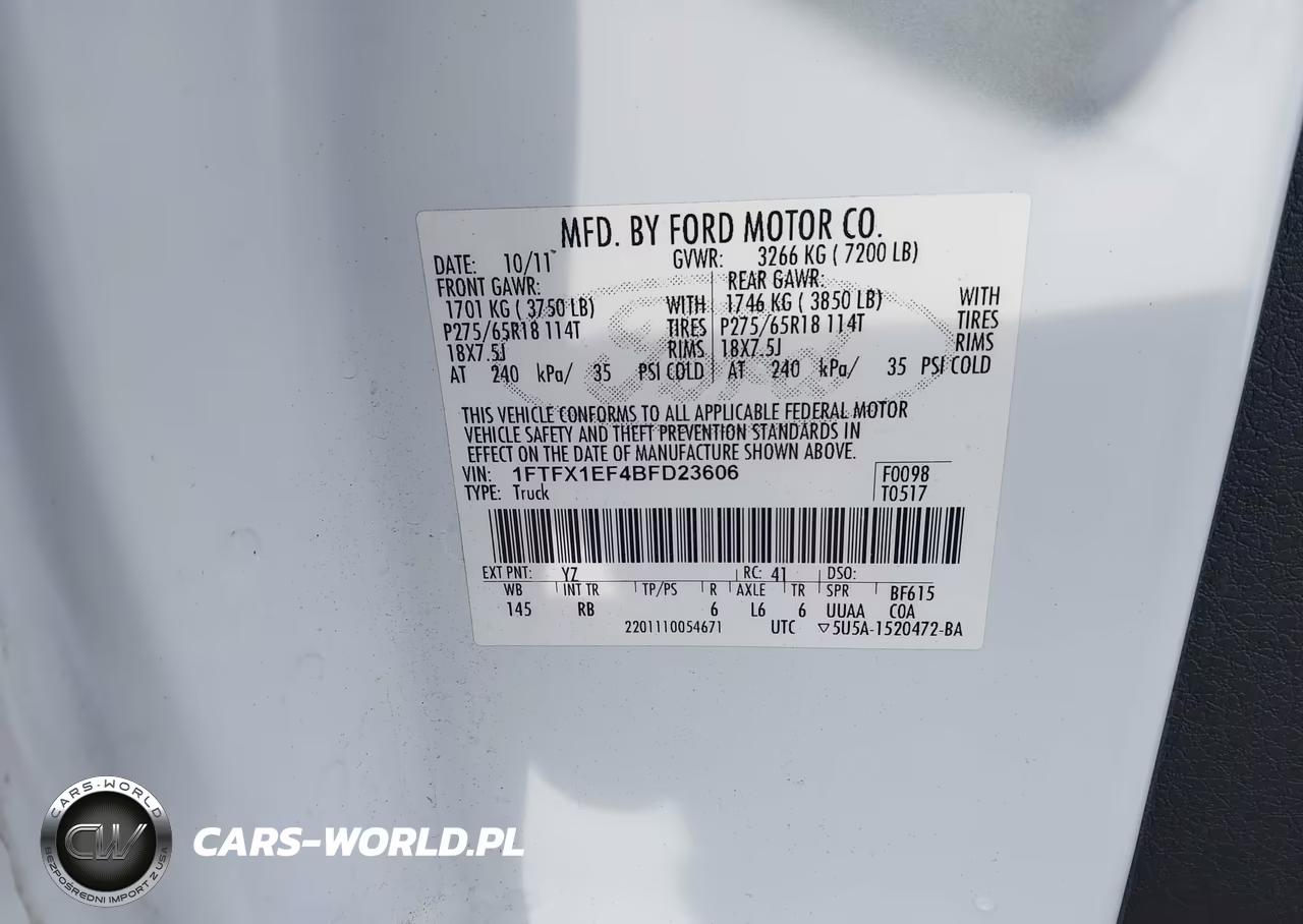 2011 Ford F-150 Fx4 VIN:1FTFX1EF4BFD23606 - 9