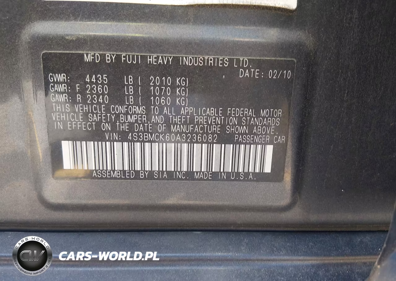 2010 Subaru Legacy 2.5I Limited VIN:4S3BMCK60A3236082 - 9