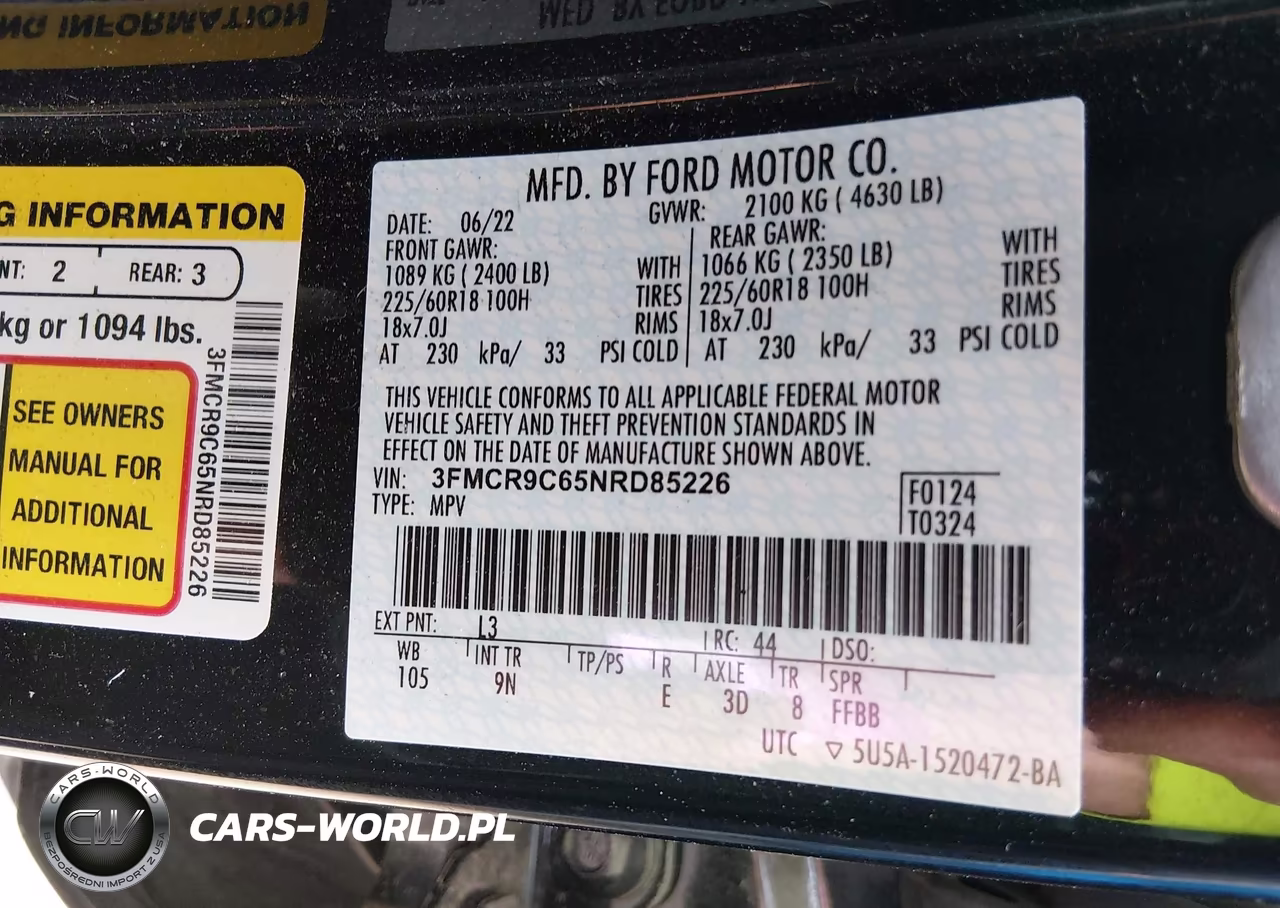 2022 Ford Bronco Sport Outer Banks VIN:3FMCR9C65NRD85226 - 9