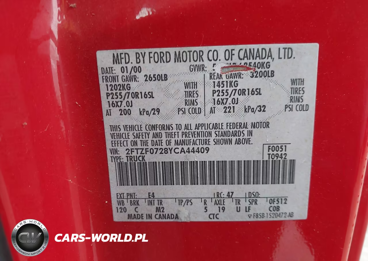 2000 Ford F-150 Xl-Xlt VIN:2FTZF0728YCA44409 - 9