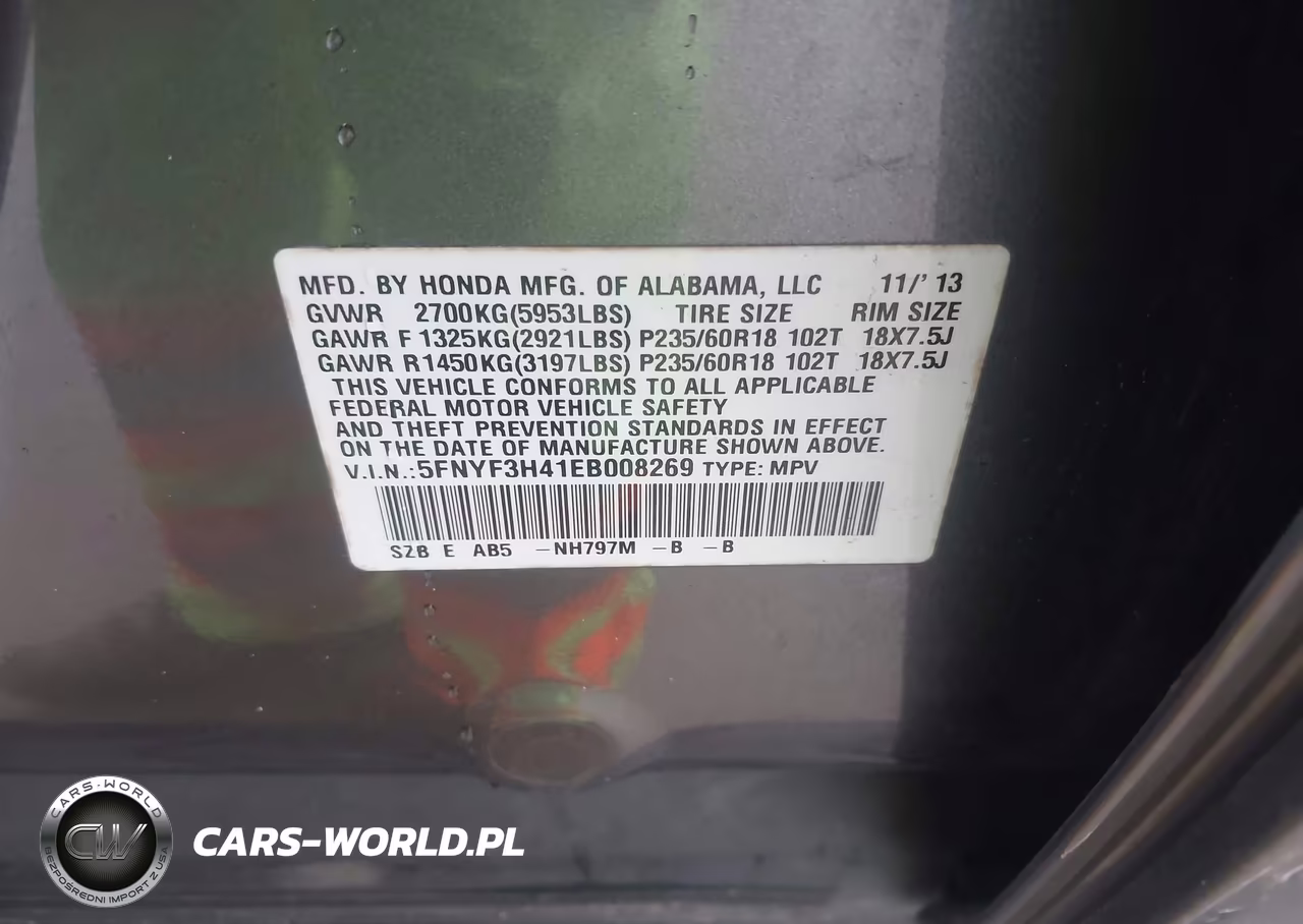 2014 Honda Pilot Ex VIN:5FNYF3H41EB008269 - 9
